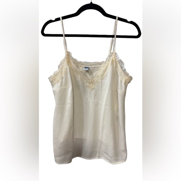 NWT Old Navy Lace-Trim Satin Cami Top, Size Medium Tall, Frosted Cookie - Picture 5 of 8